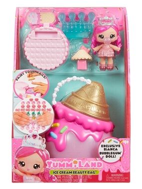 Yummiland Beauty Bag Playset + Lip Gloss Doll - Ice Cream Bag Includes Exclusive